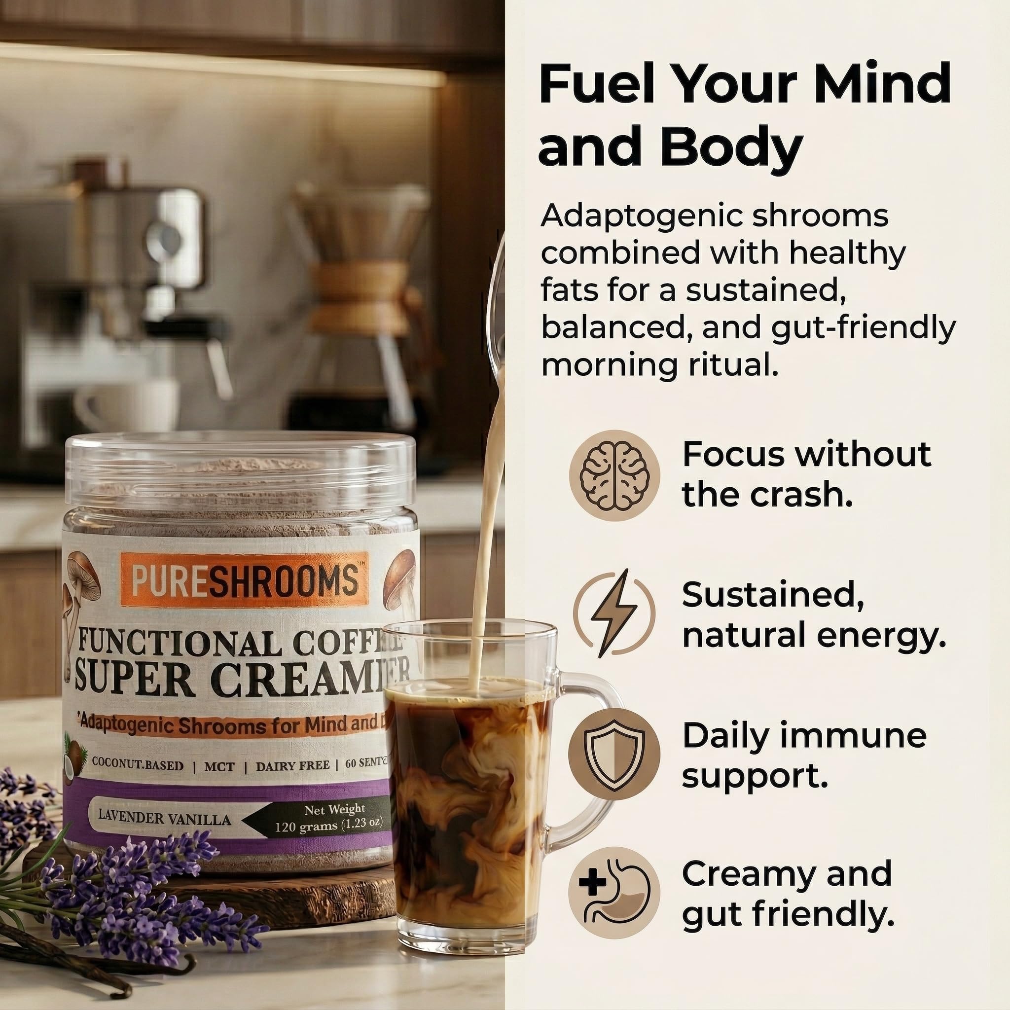 Amazon.com: PureShrooms Original Creamer (Lavender Vanilla) : Home